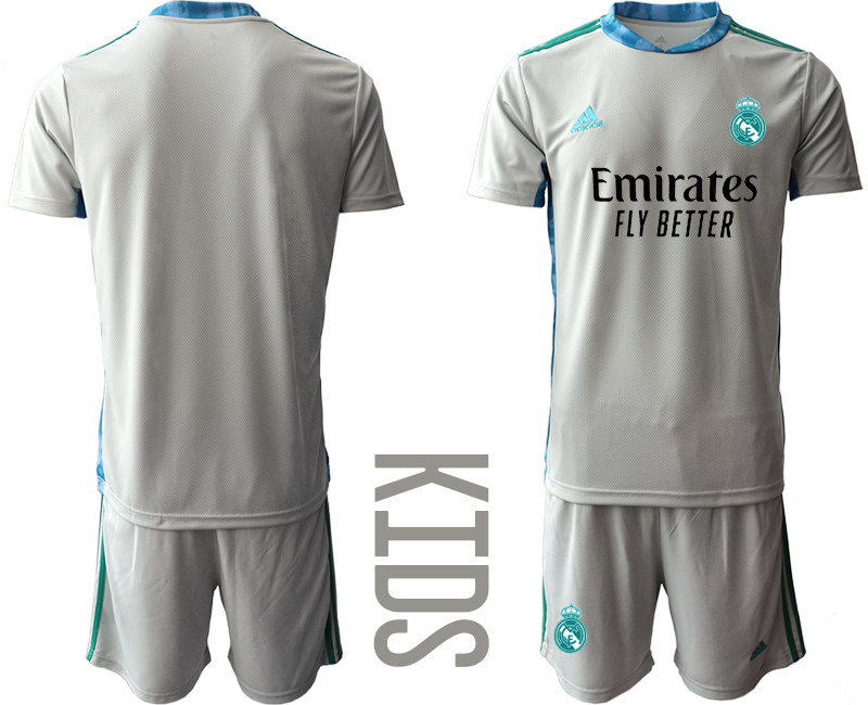 Youth 2020-2021 club Real Madrid grey goalkeeper Soccer Jerseys->real madrid jersey->Soccer Club Jersey